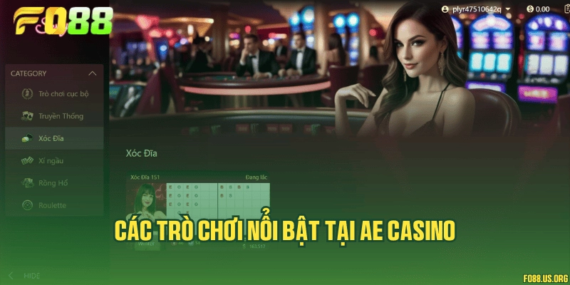 Các trò chơi nổi bật tại AE Casino